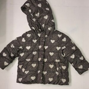 BABY GAP GREY HEART PUFFER JACKET